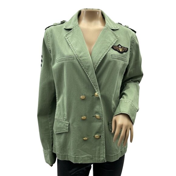Cabi Womens Military Blazer Jacket Olive Green Double-Breasted Patch Size M #326 - Picture 1 of 12